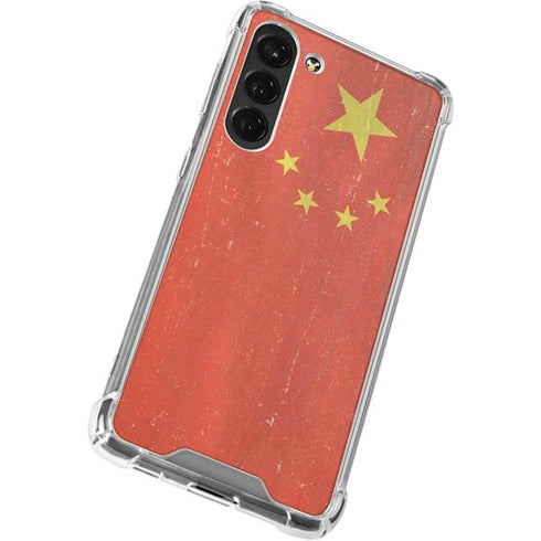 Chinese Flag Distressed Galaxy S23 Plus Clear Case